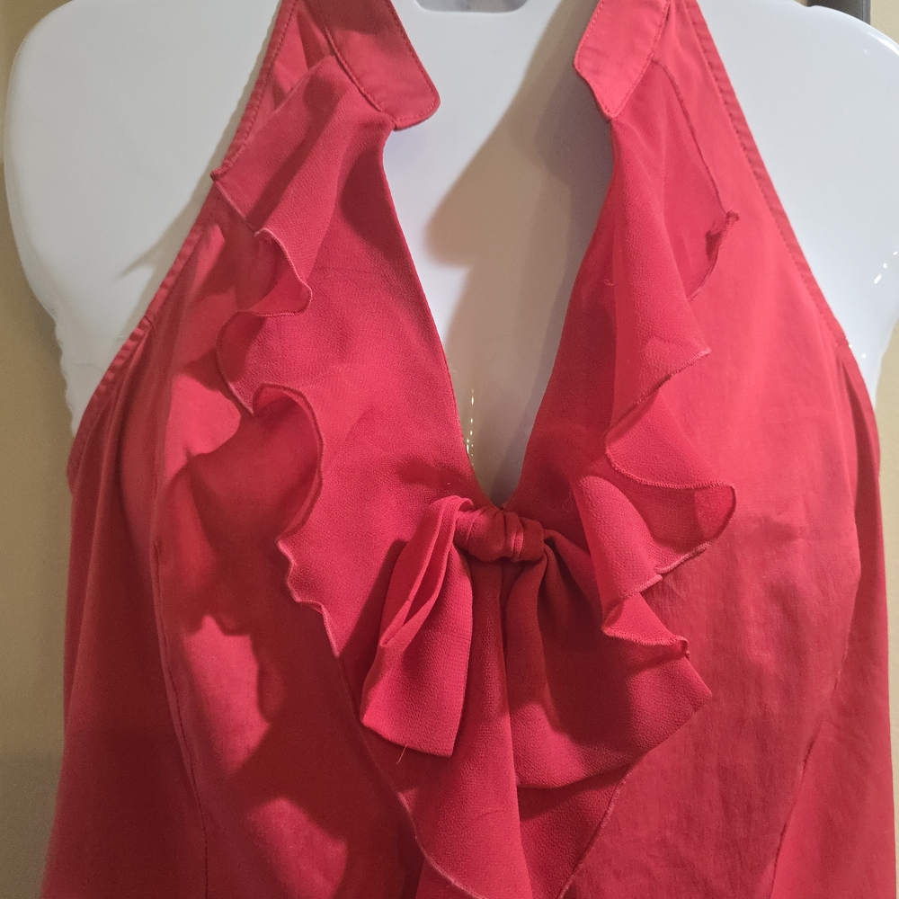 Express Red Ruffled Backless Tank Top - Picture 2 of 5